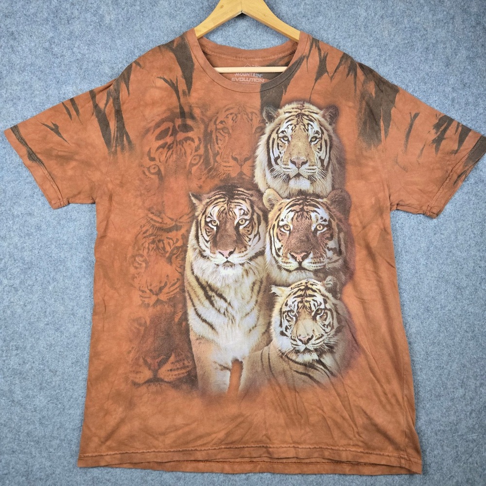 The Mountain Evolution Tiger Graphic Shirt Mens XXL Orange‎ Tie Dye Wildlife Tee